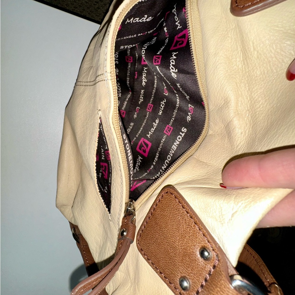 Stone Mountain Leather Cream/Brown Bag - Picture 3 of 10